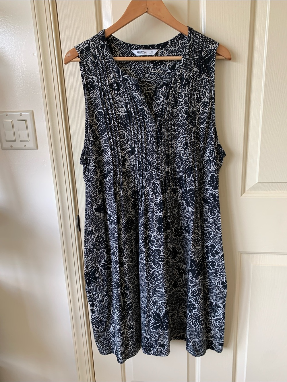 Sonoma Black & White Floral Sleeveless Mini Dress